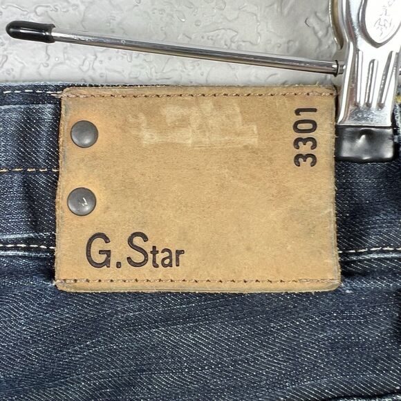 G Star Raw Jeans Mens W33 L32 Blue Denim Radar Straight Button Fly - Picture 3 of 6